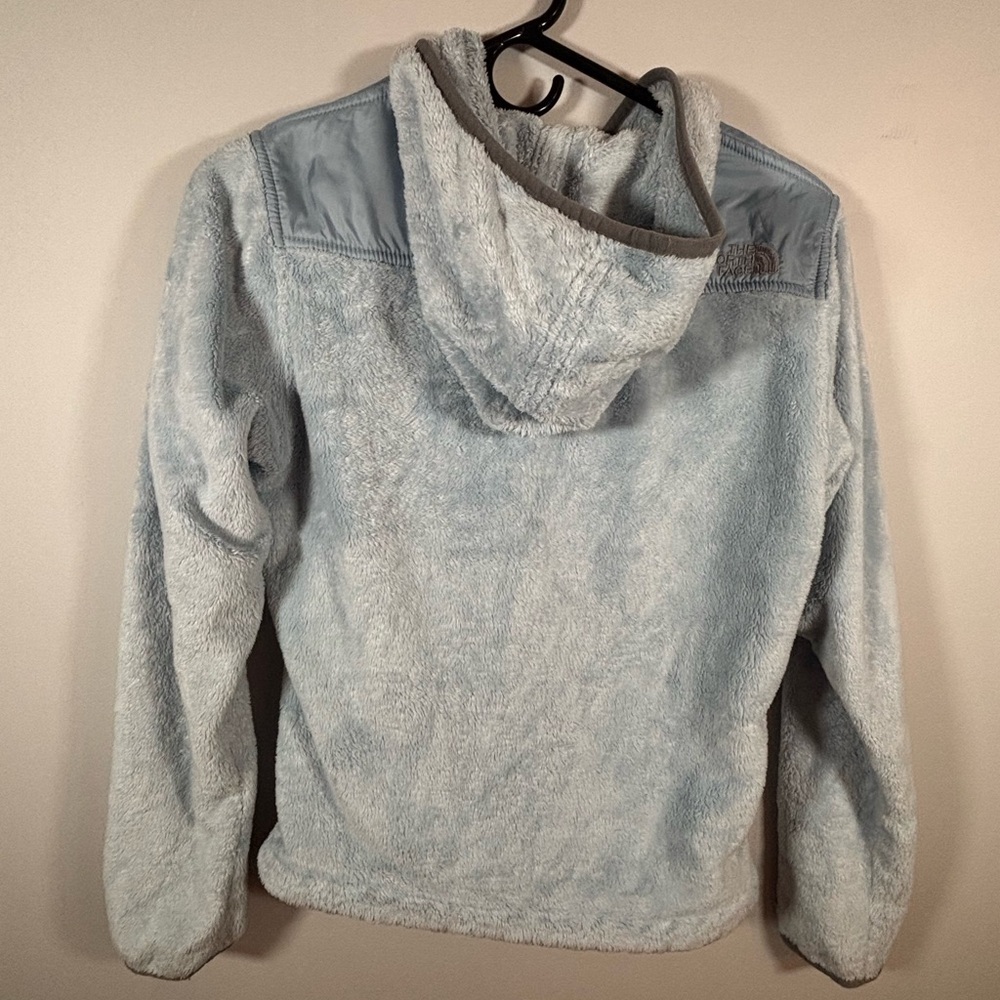 The North Face Women’s XS Light Blue Fuzzy Plush Hooded Full Zip Jacket - Picture 8 of 10